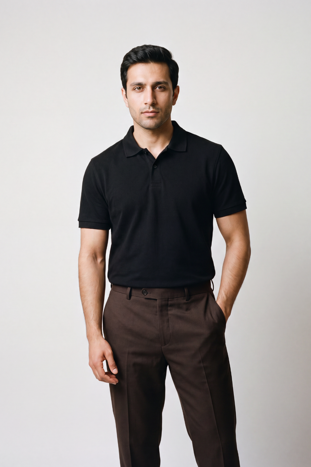 Black Pique Polo