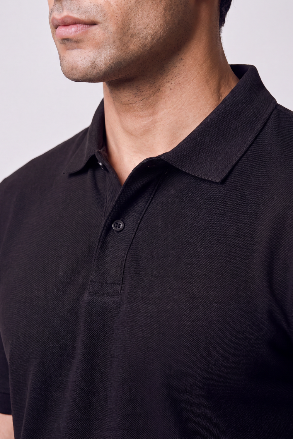 Black Pique Polo