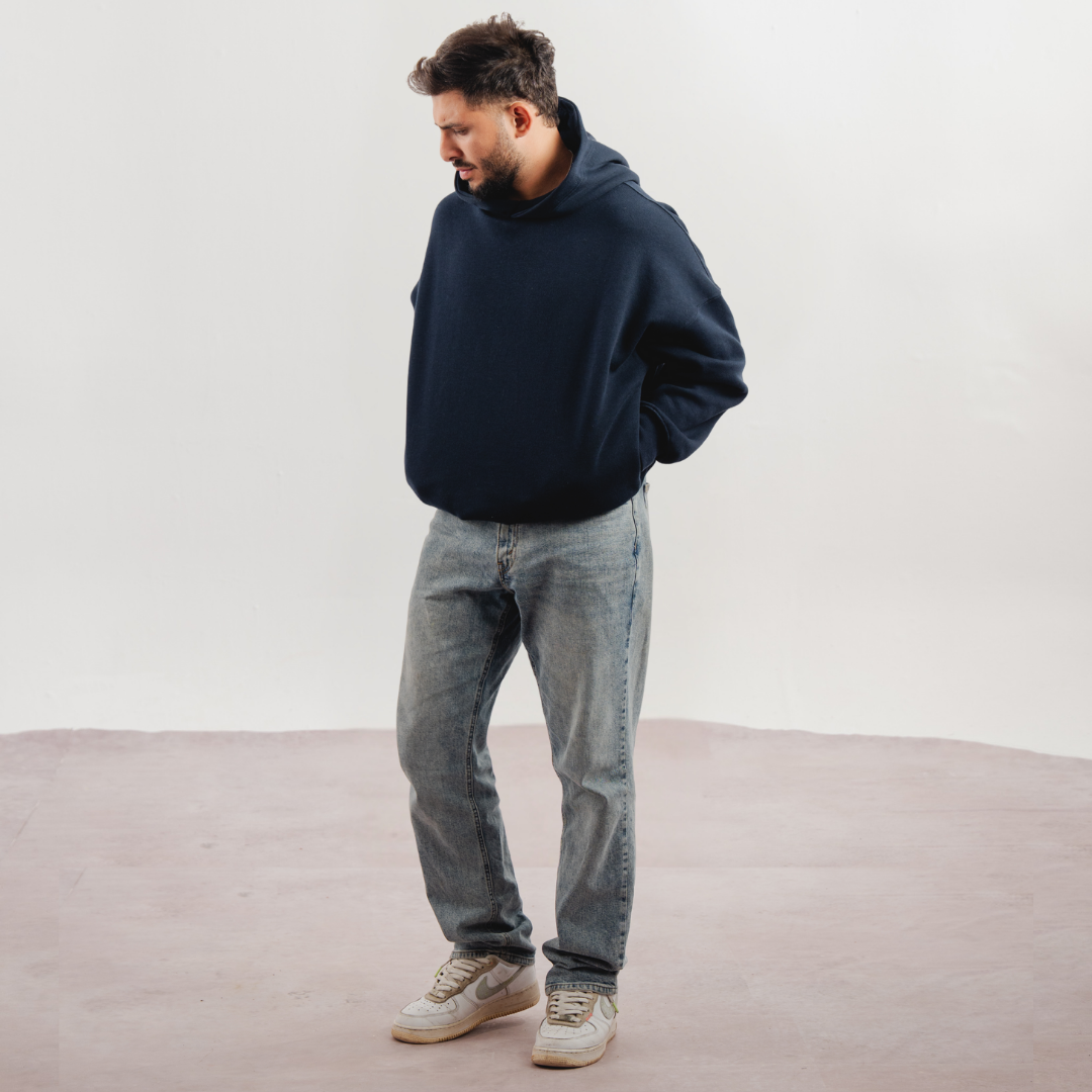 Navy Boxy Hoodie