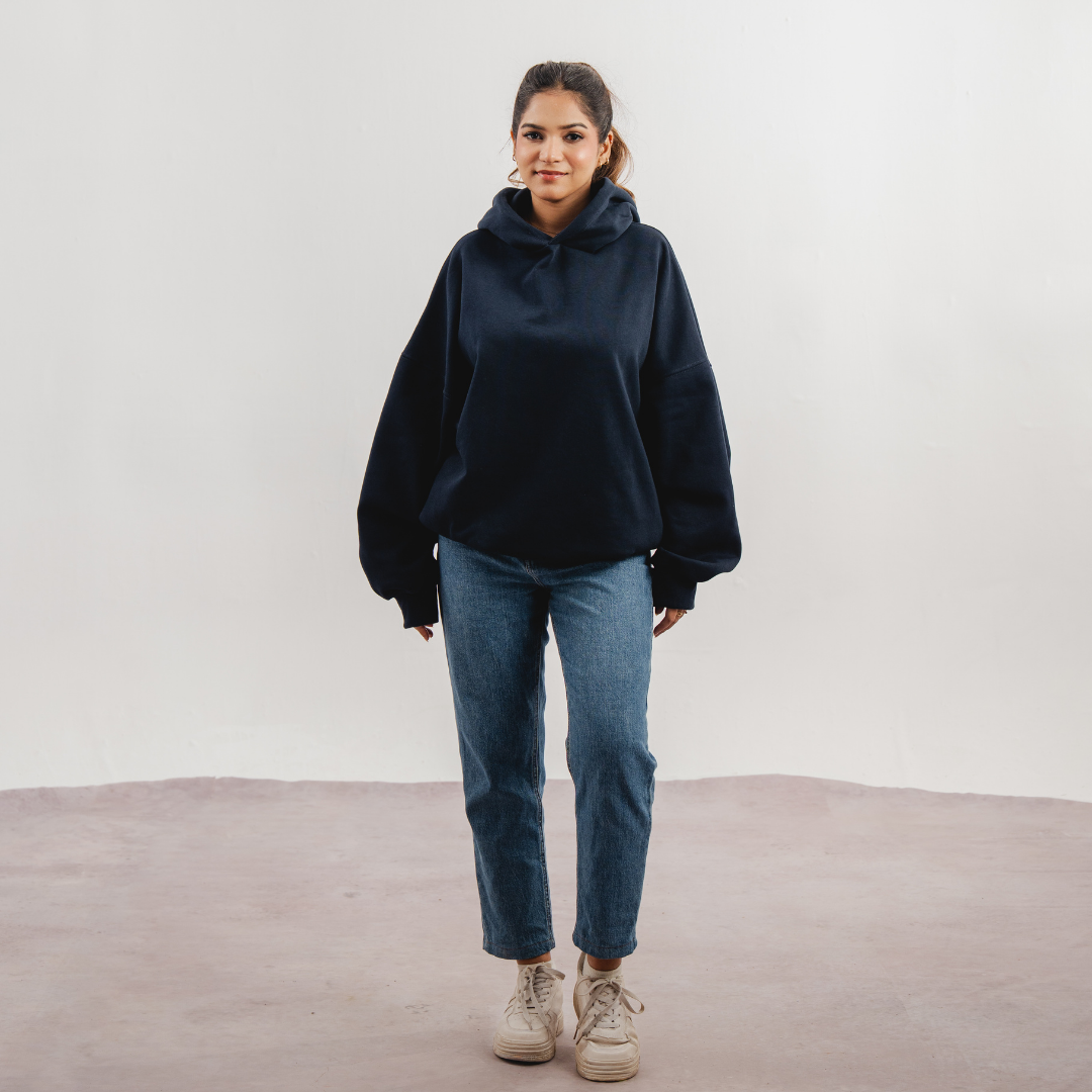 Navy Boxy Hoodie