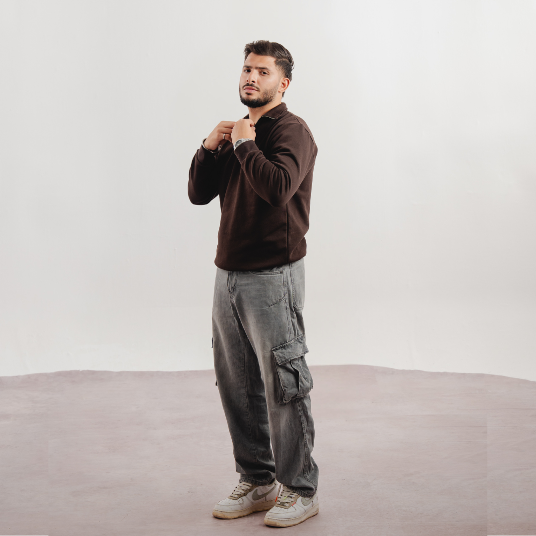 Deep Brown Quarter Zipper