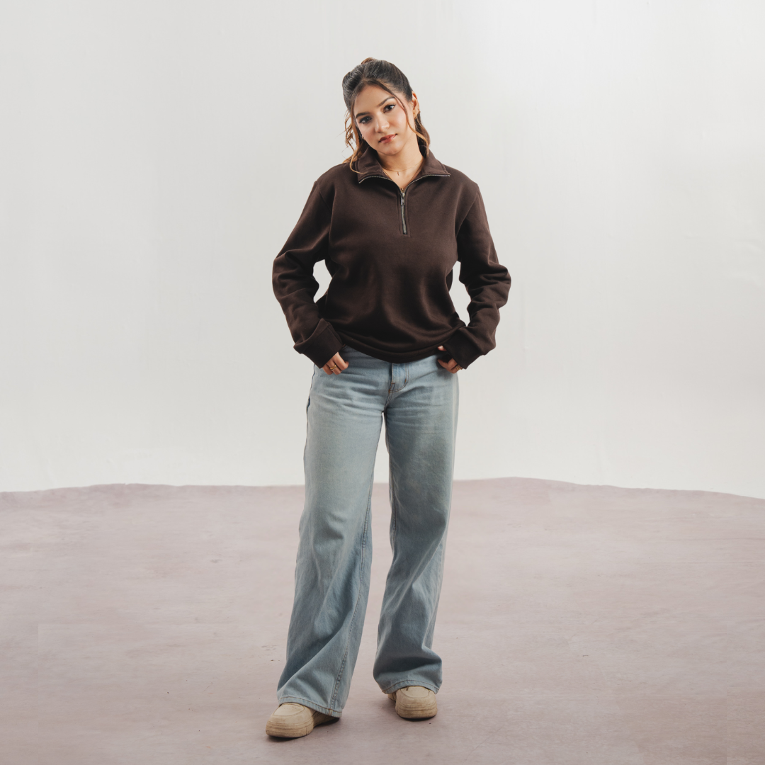 Deep Brown Quarter Zipper