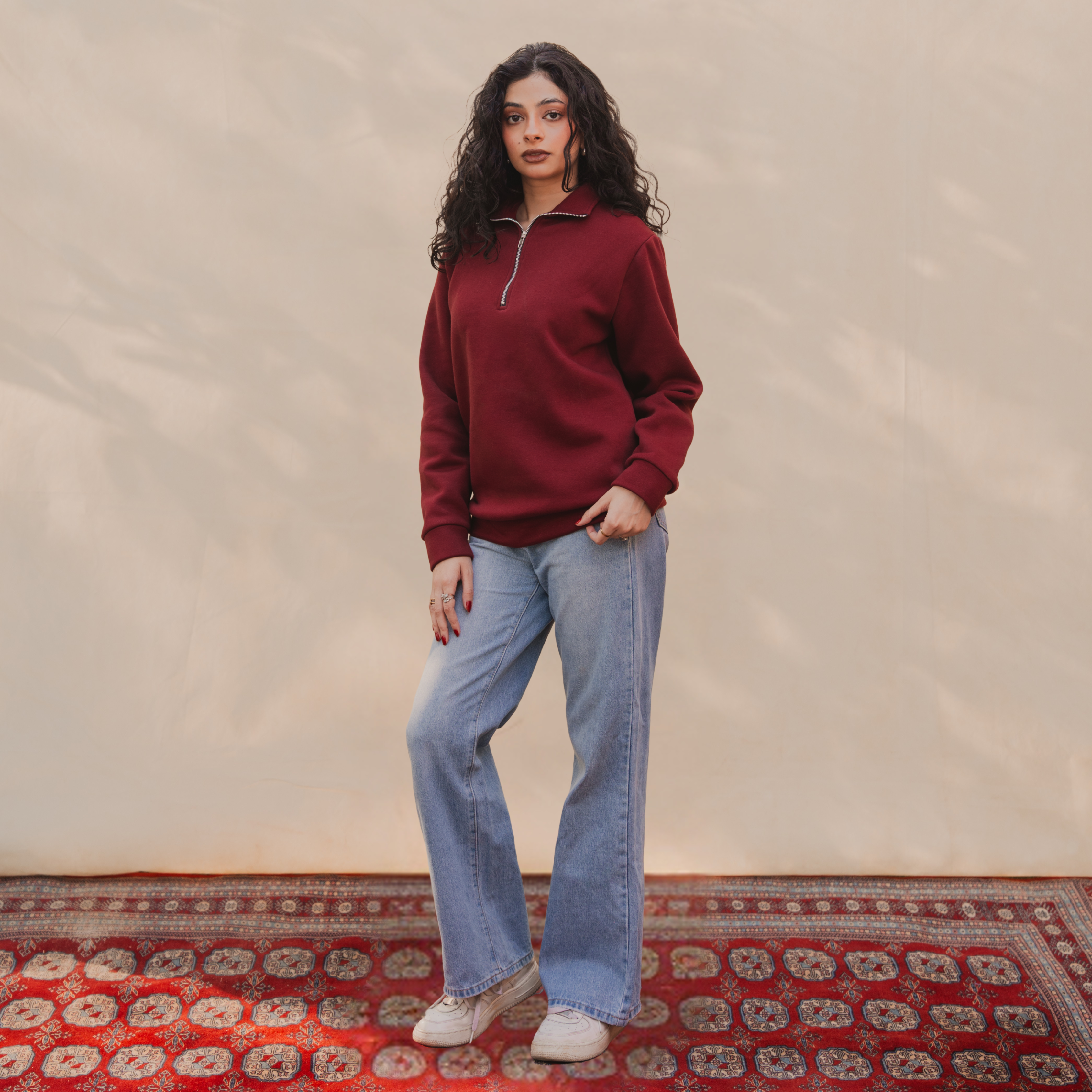 Maroon Quarter Zipper