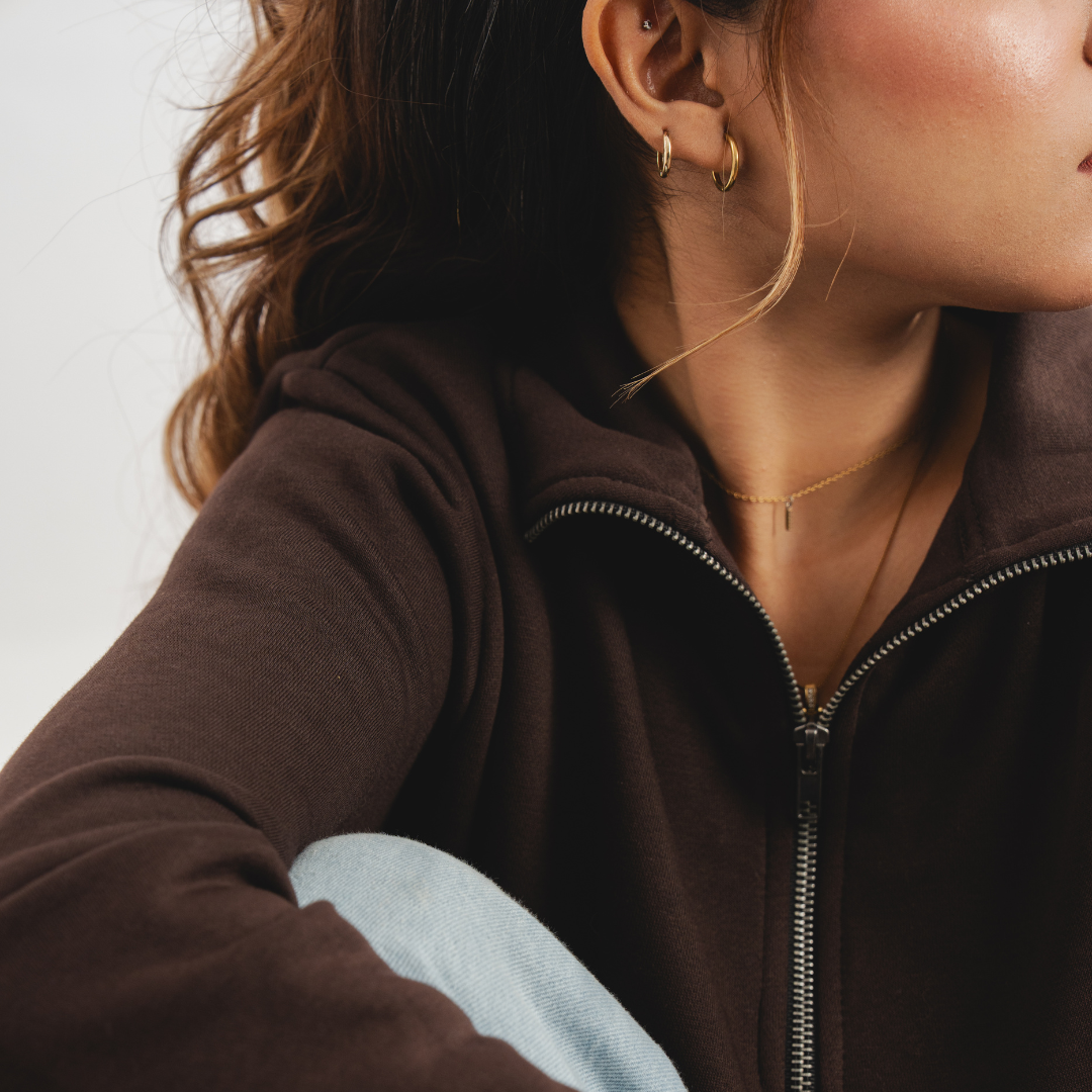 Deep Brown Quarter Zipper