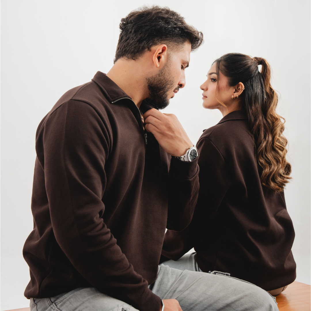 Deep Brown Quarter Zipper