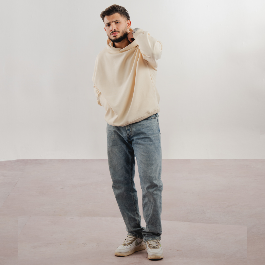 Cream Boxy Hoodie
