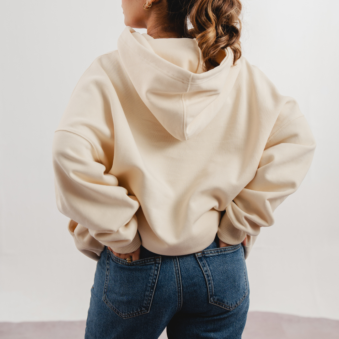 Cream Boxy Hoodie