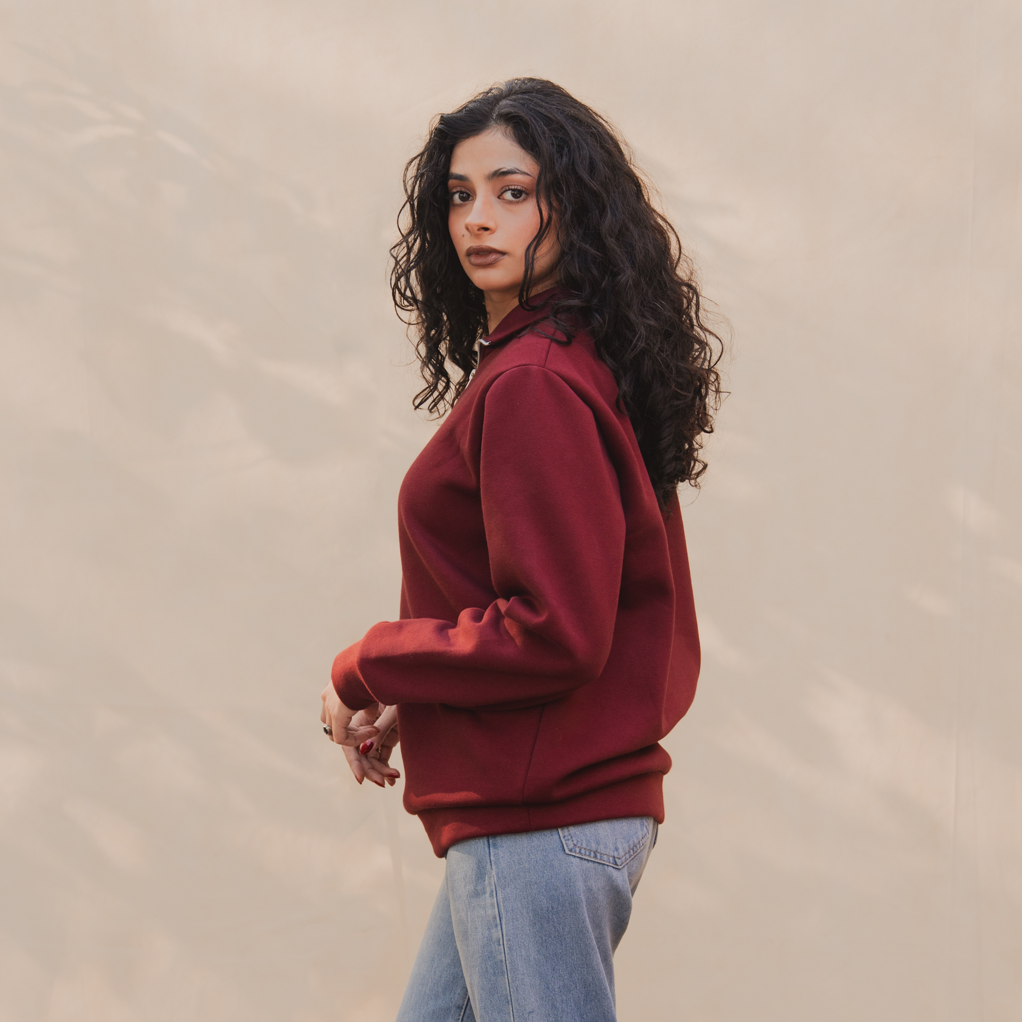 Maroon Quarter Zipper