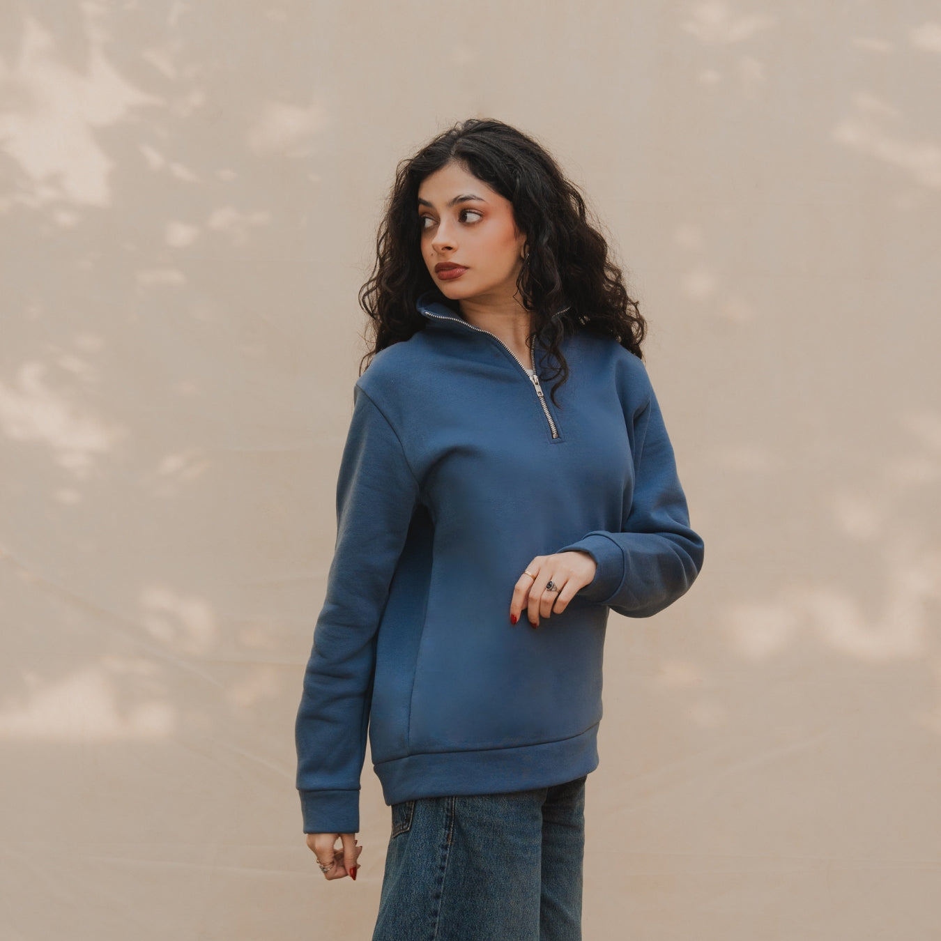 Steel Blue Quarter Zipper