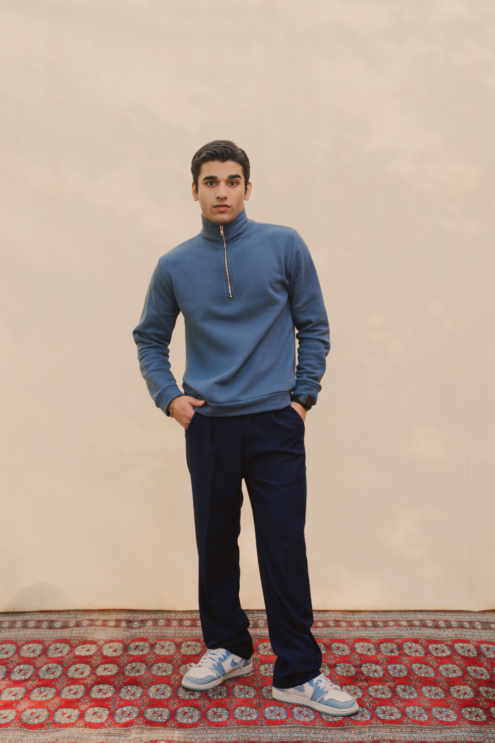 Steel Blue Quarter Zipper