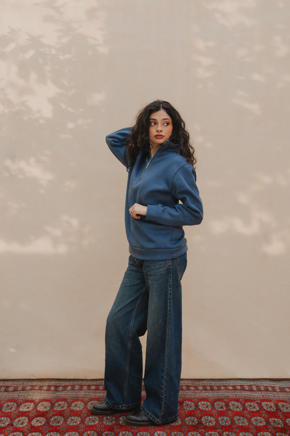 Steel Blue Quarter Zipper