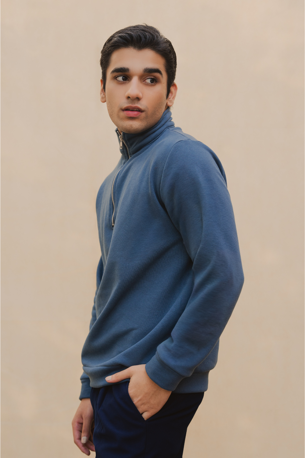 Steel Blue Quarter Zipper